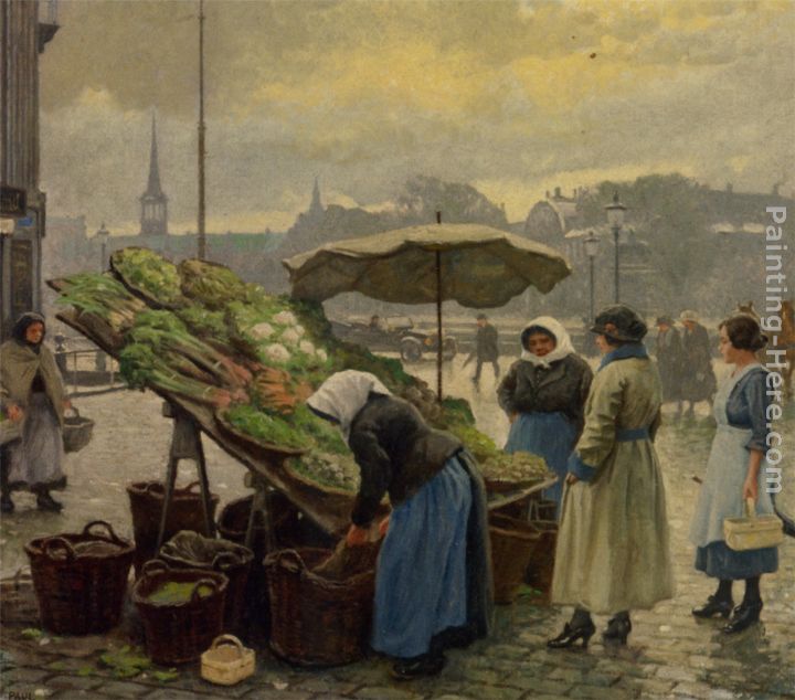 At the Vegetable Market painting - Paul Gustave Fischer At the Vegetable Market art painting